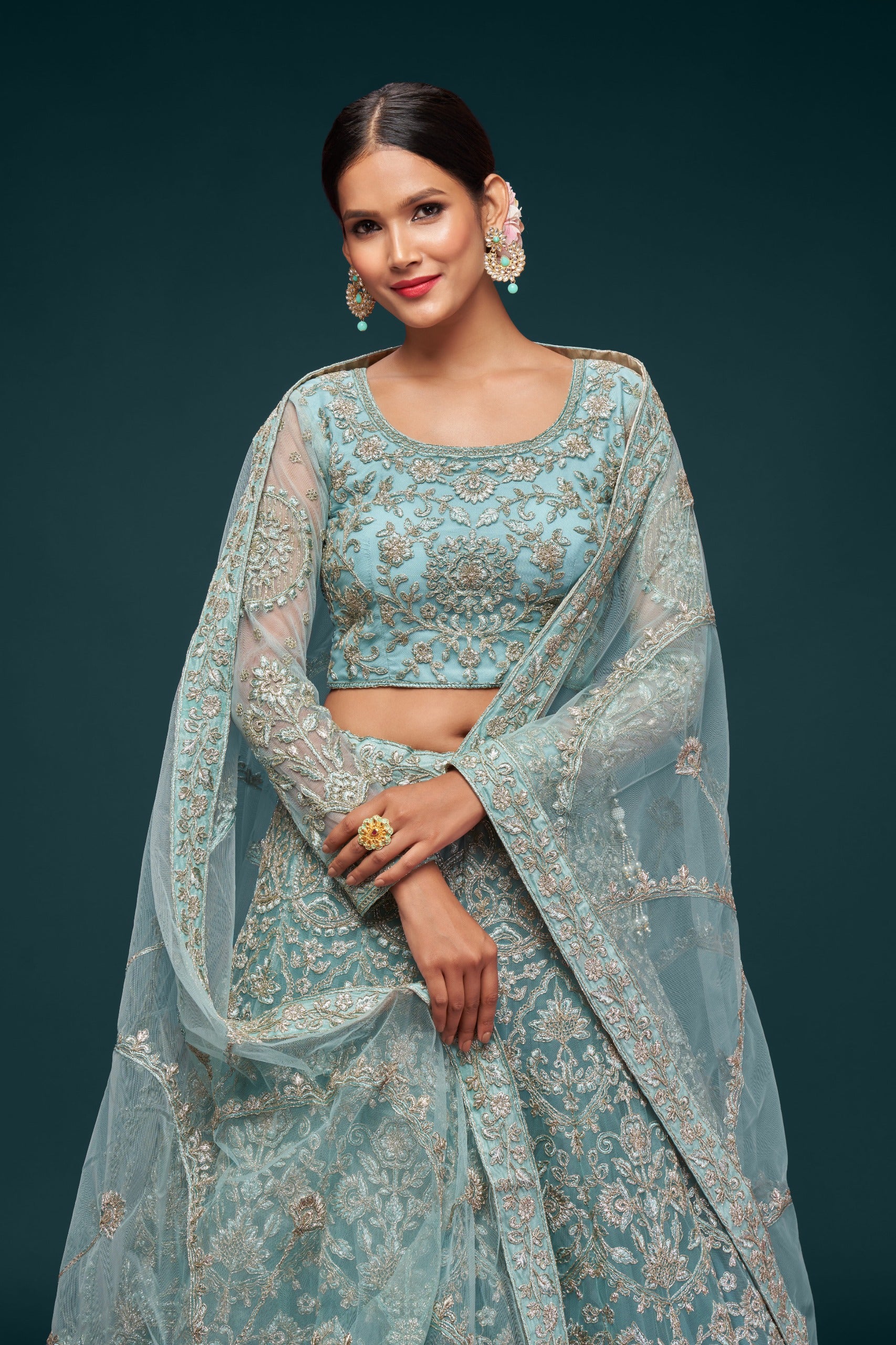 SEA BLUE LEHENGA CHOLI
