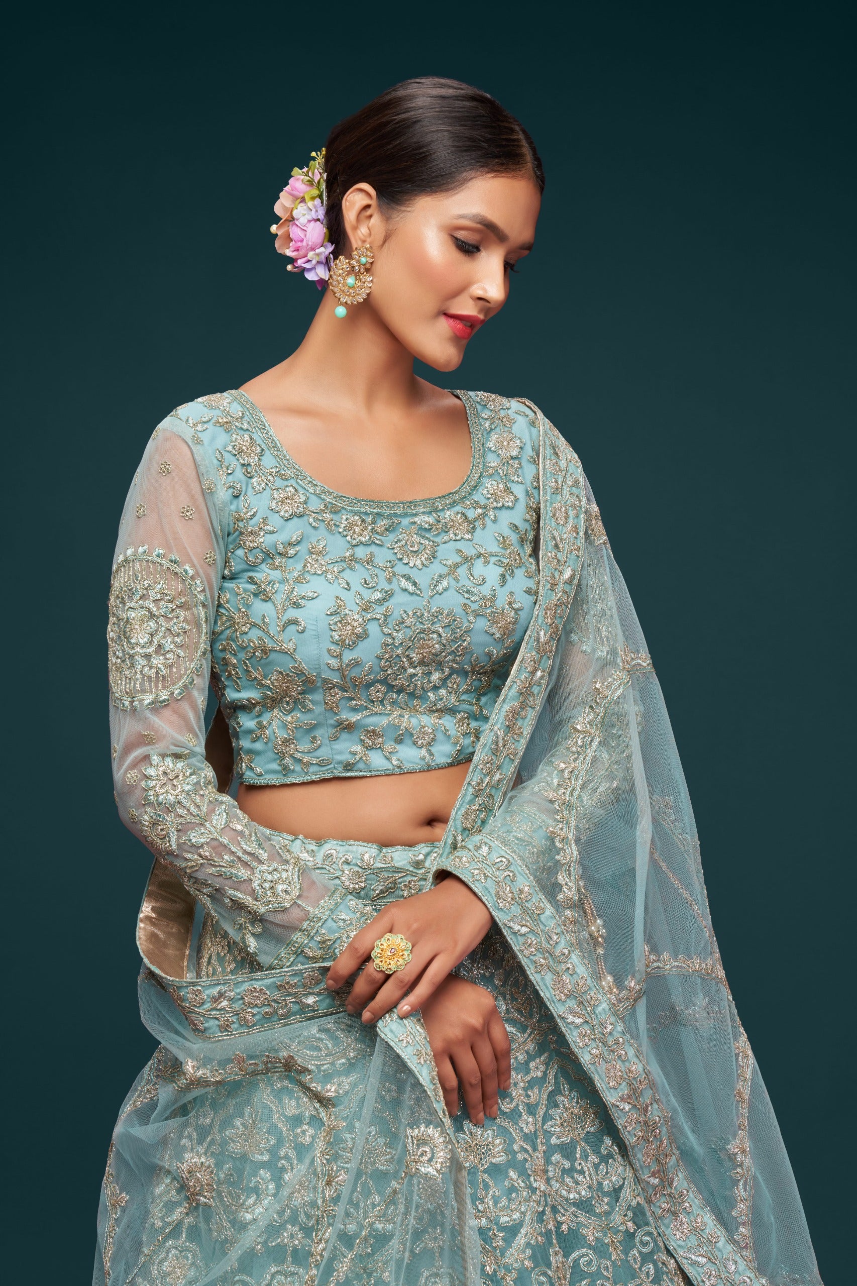 SEA BLUE LEHENGA CHOLI