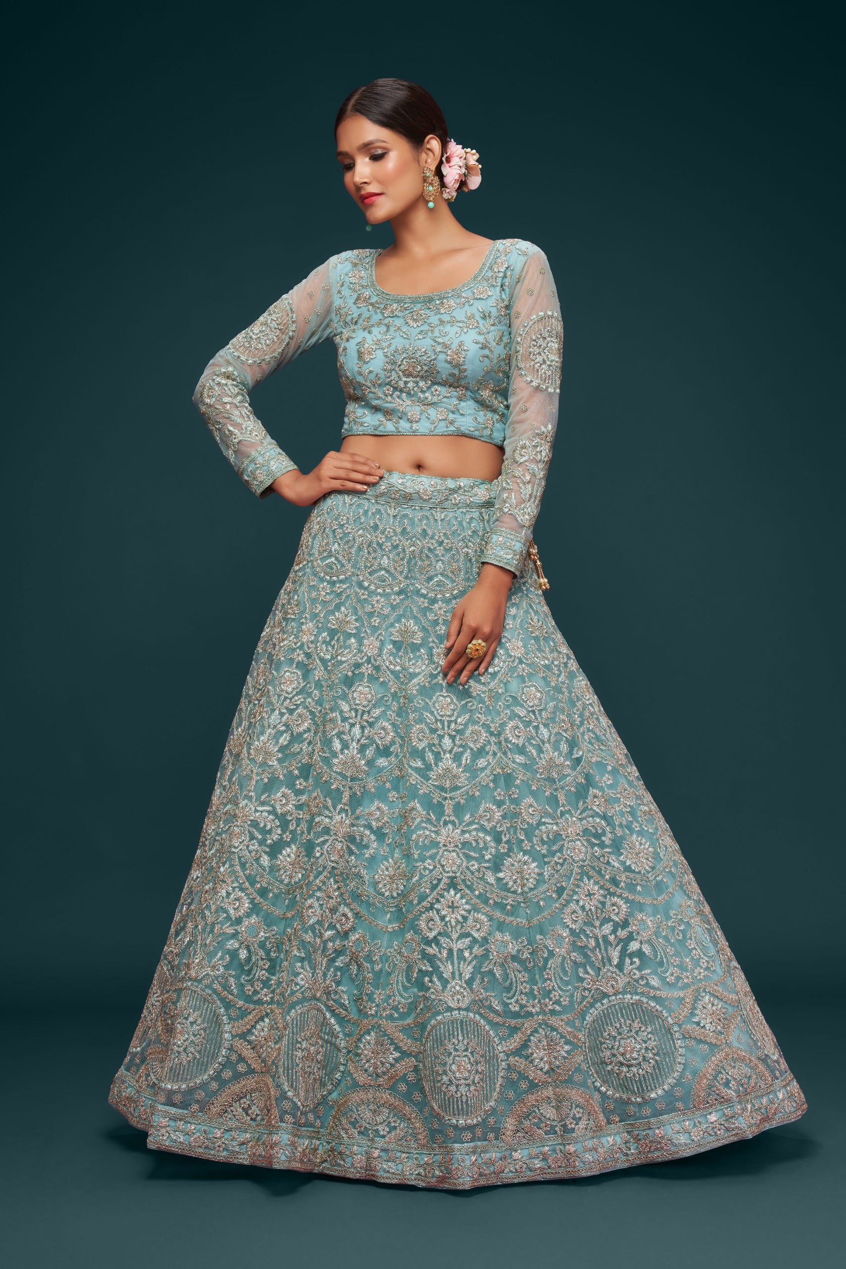 SEA BLUE LEHENGA CHOLI
