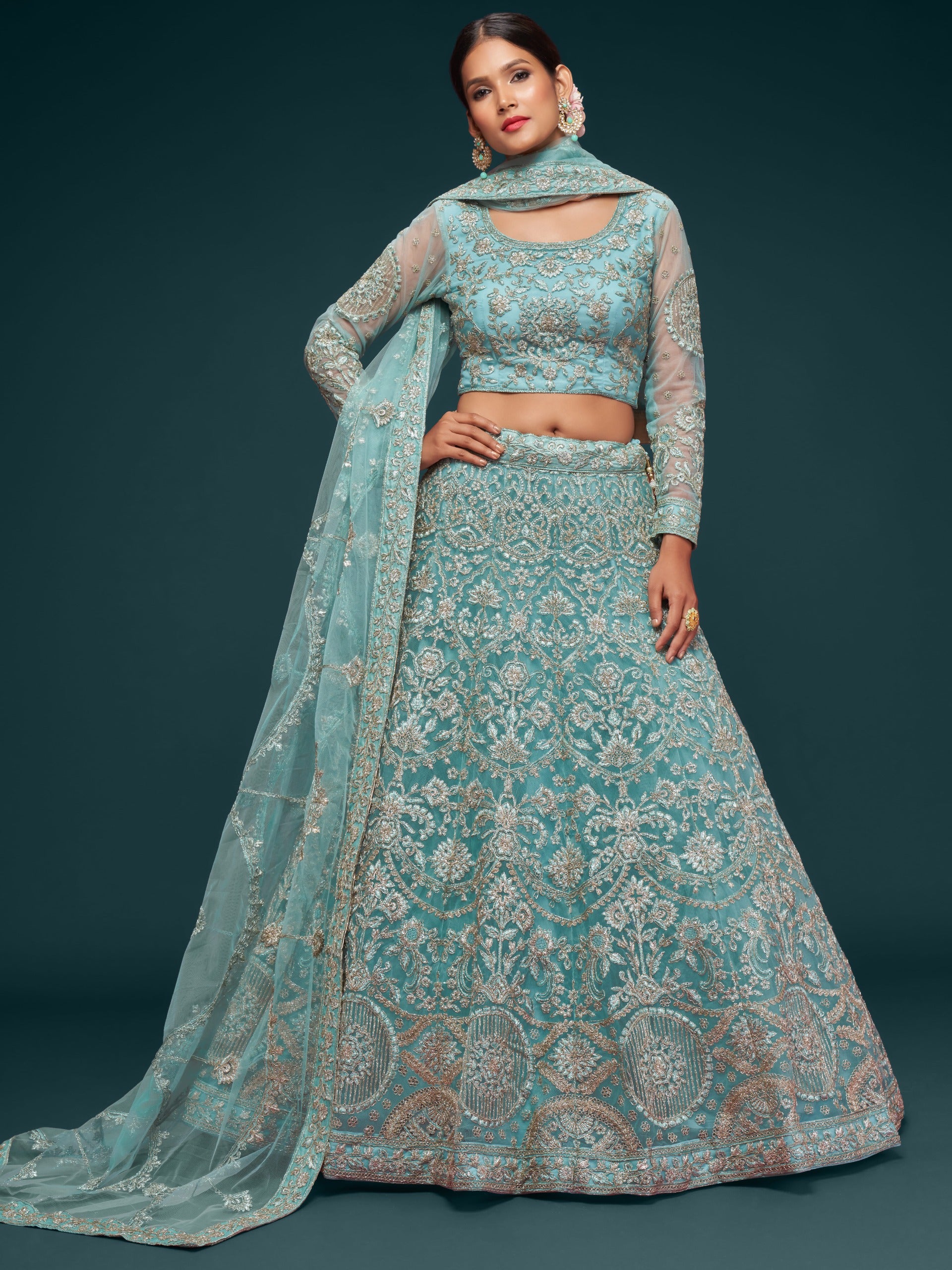 SEA BLUE LEHENGA CHOLI
