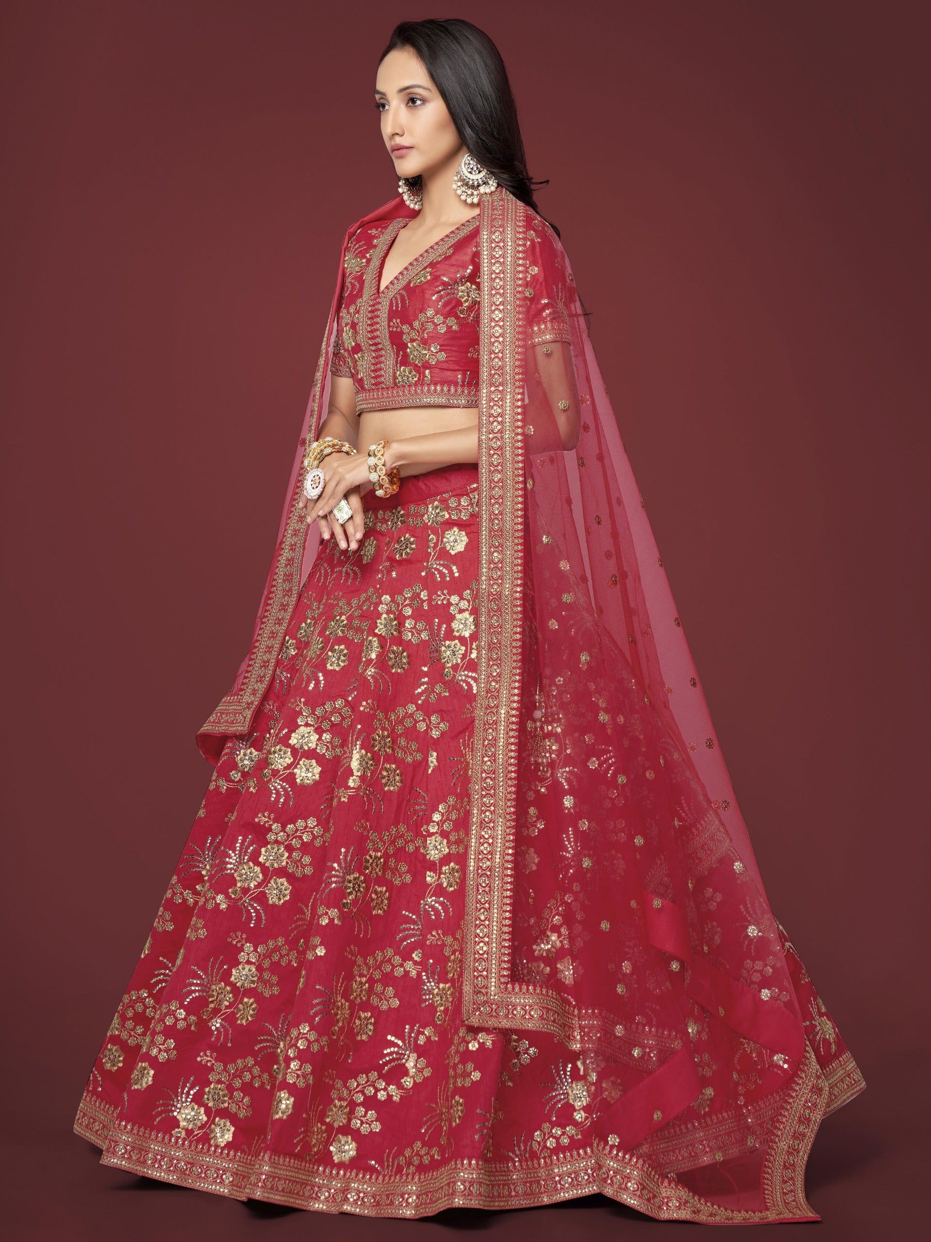 ROSE RED LEHENGA CHOLI