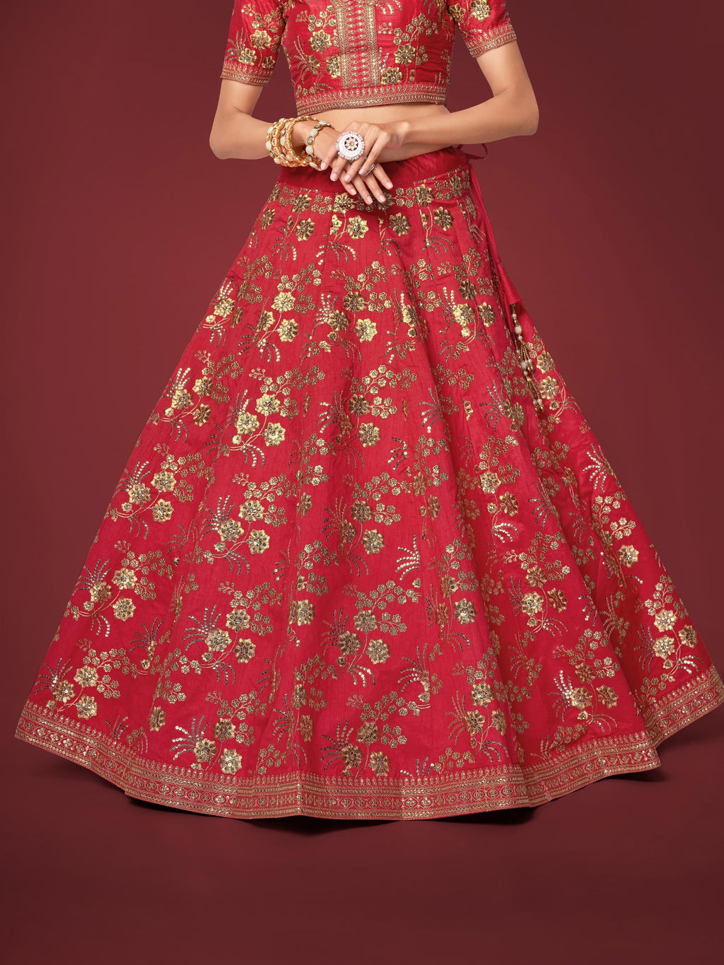 ROSE RED LEHENGA CHOLI