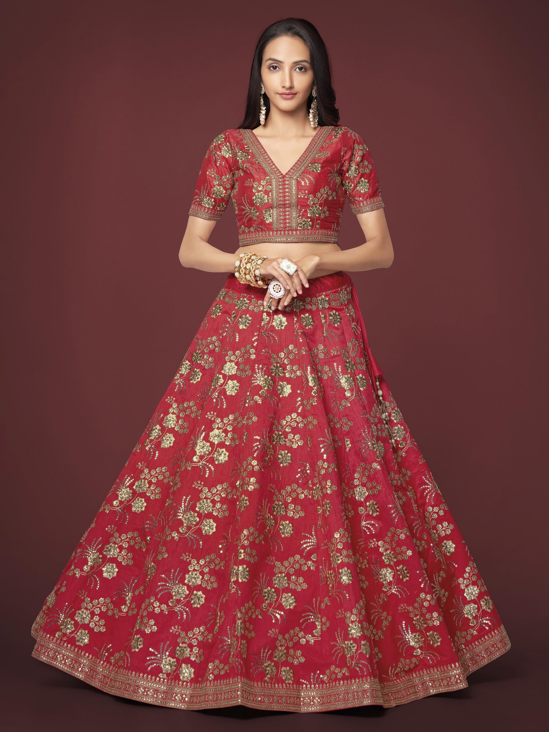 ROSE RED LEHENGA CHOLI