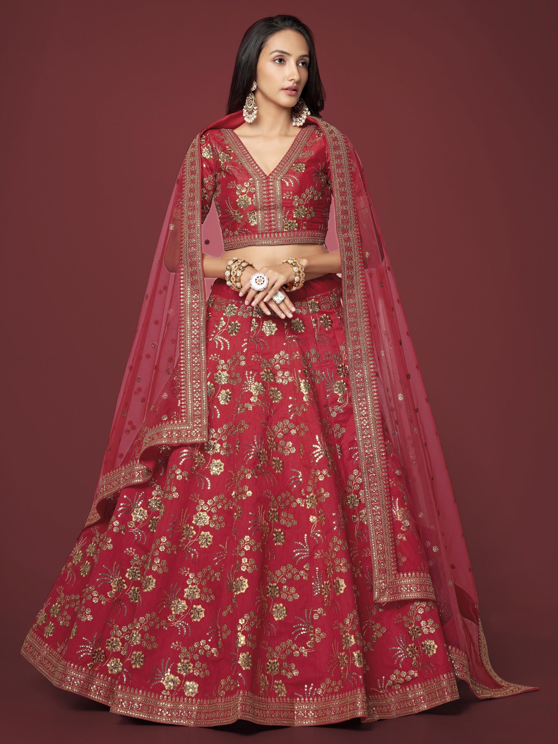ROSE RED LEHENGA CHOLI