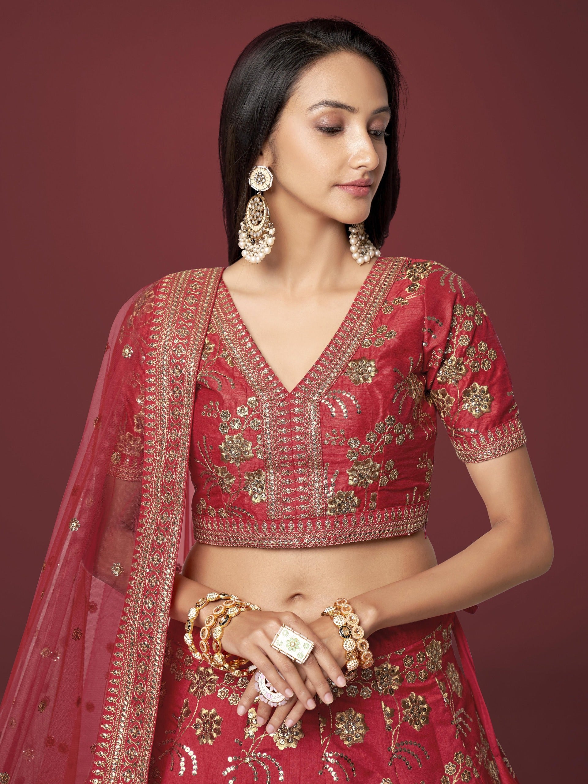 ROSE RED LEHENGA CHOLI