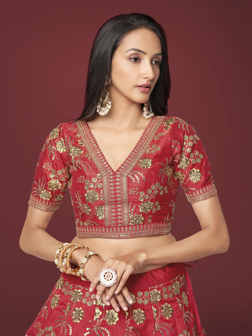 ROSE RED LEHENGA CHOLI
