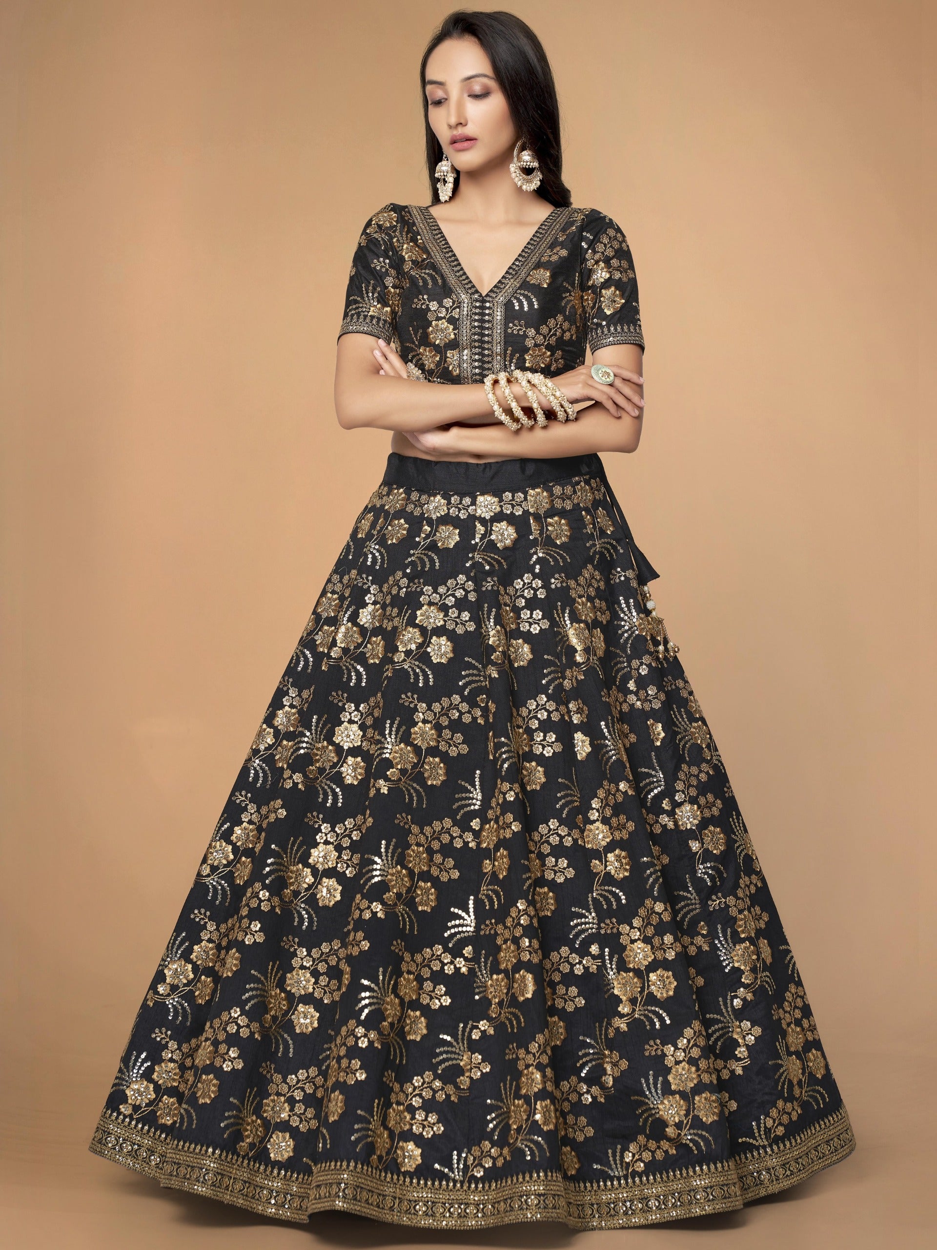 INK BLACK LEHENGA
