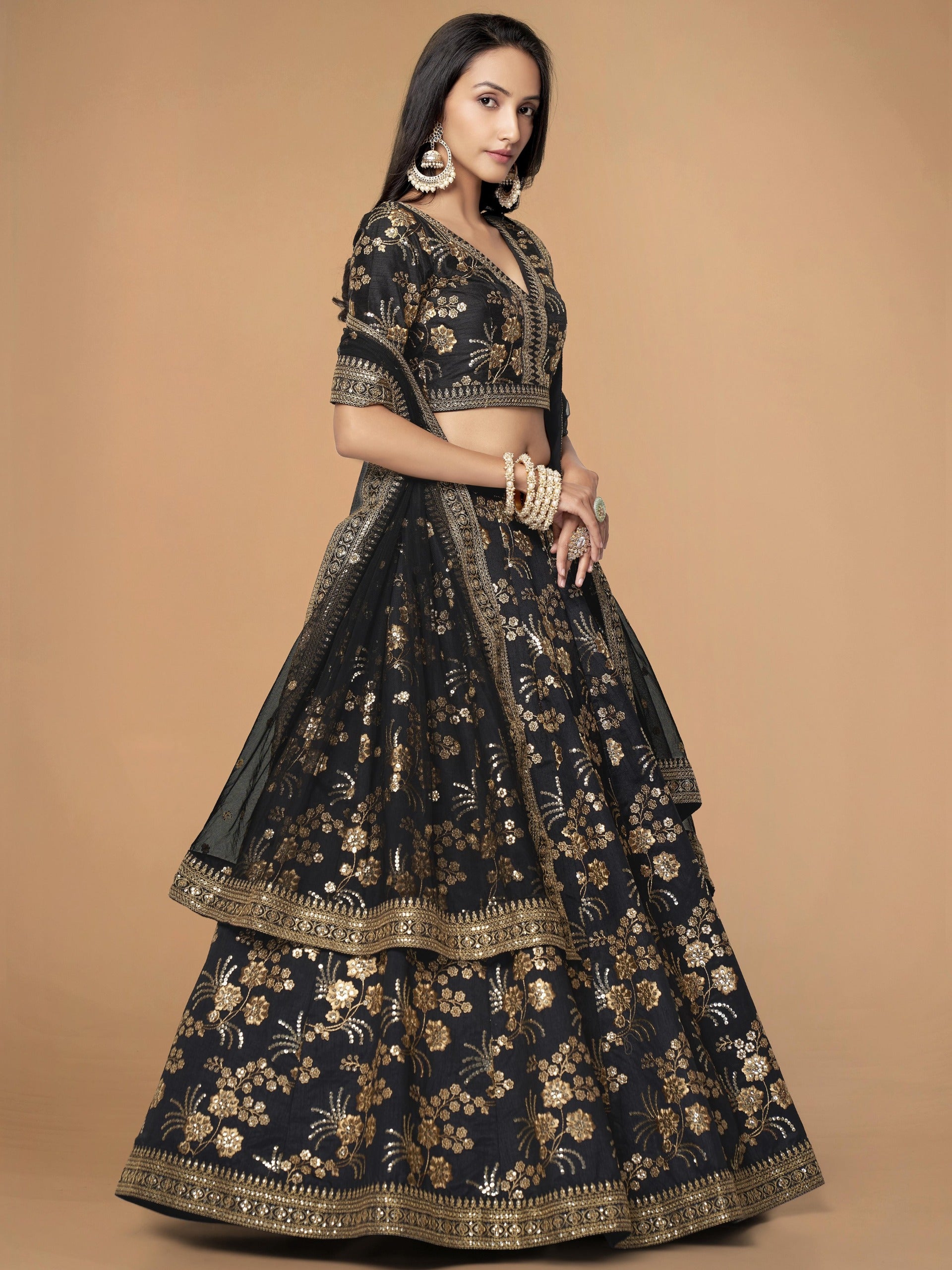 INK BLACK LEHENGA