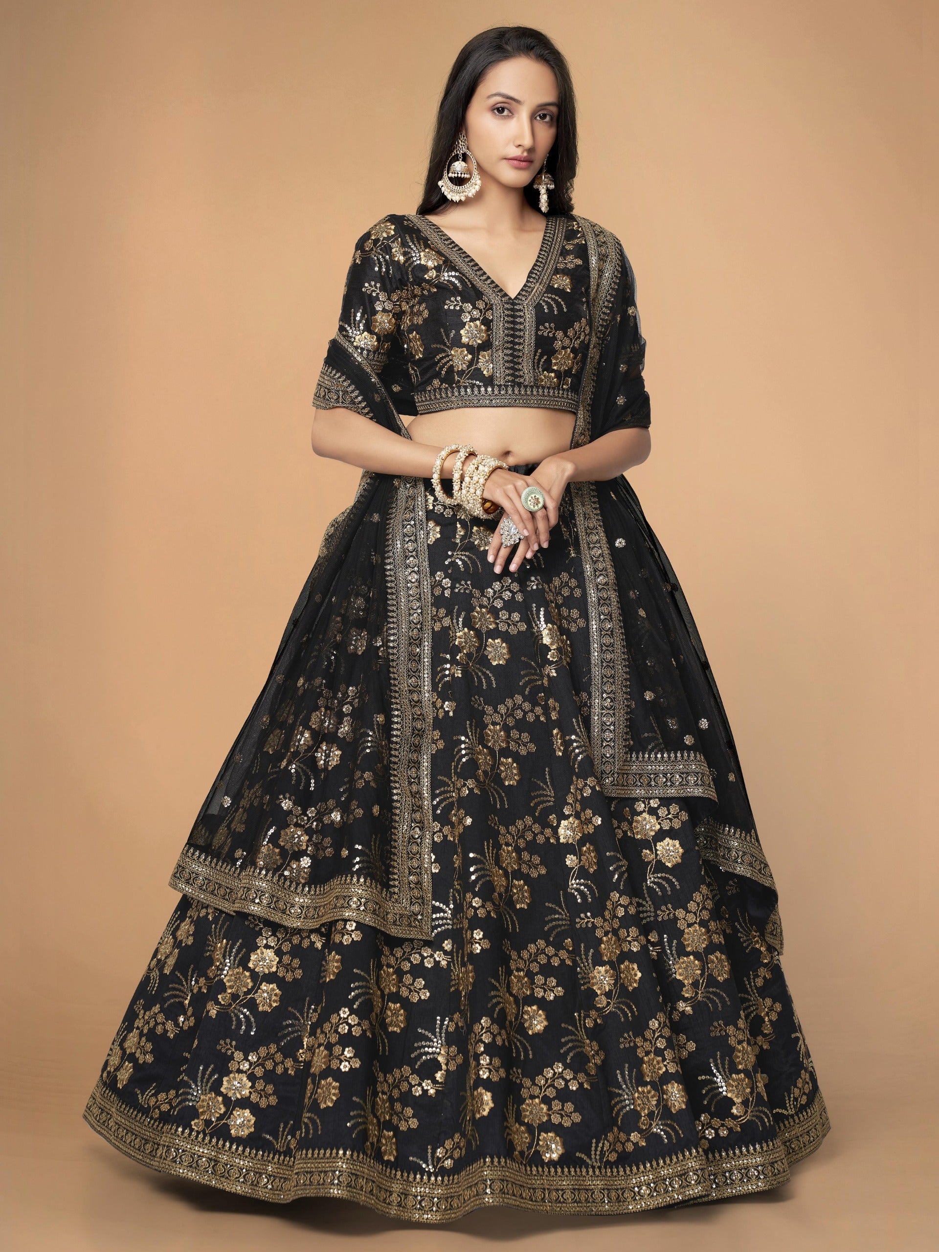 INK BLACK LEHENGA