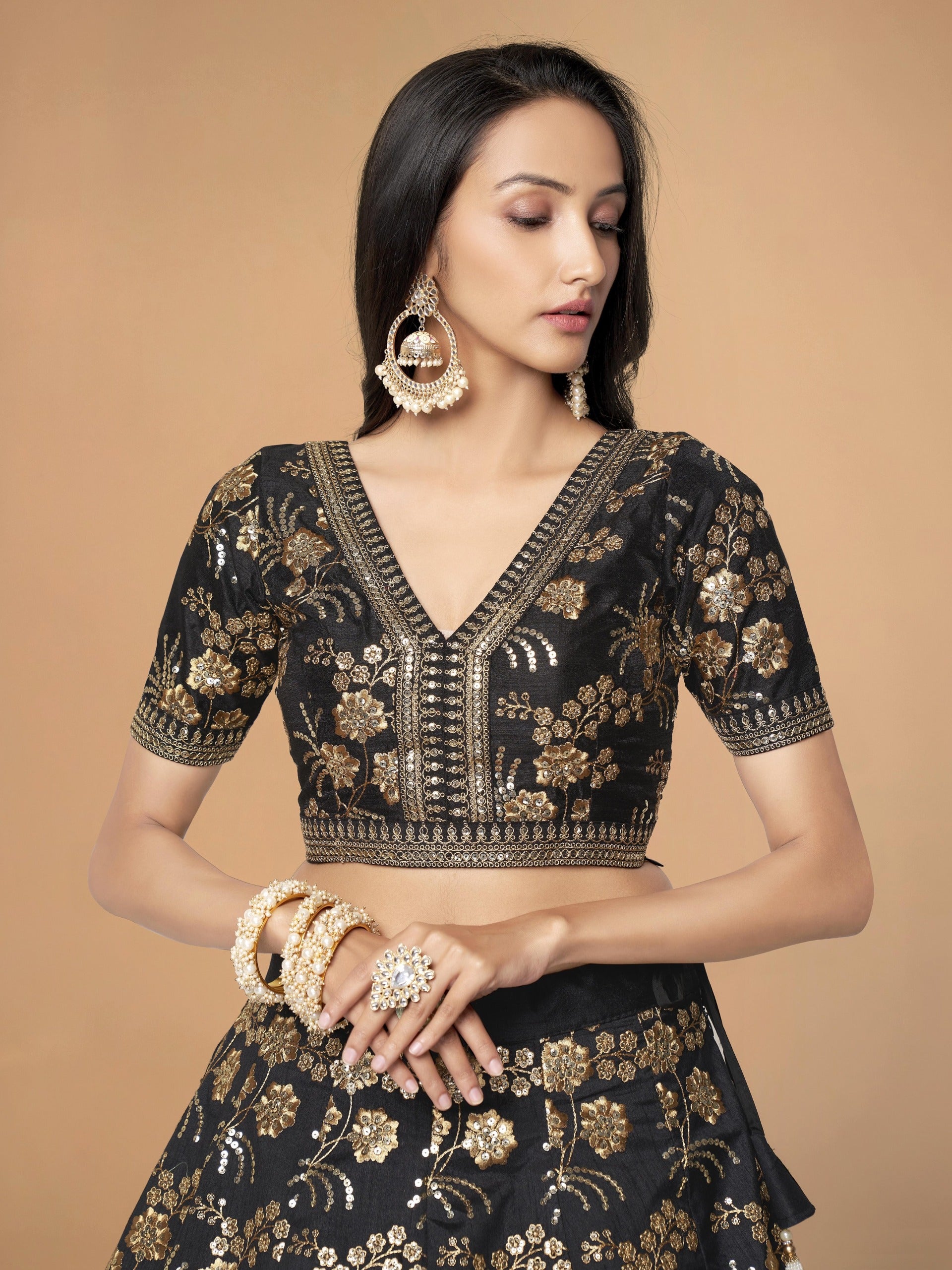 INK BLACK LEHENGA