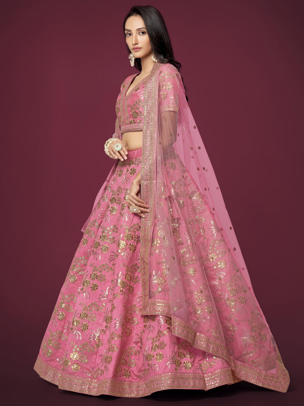 FRENCH ROSE PINK LEHENGA