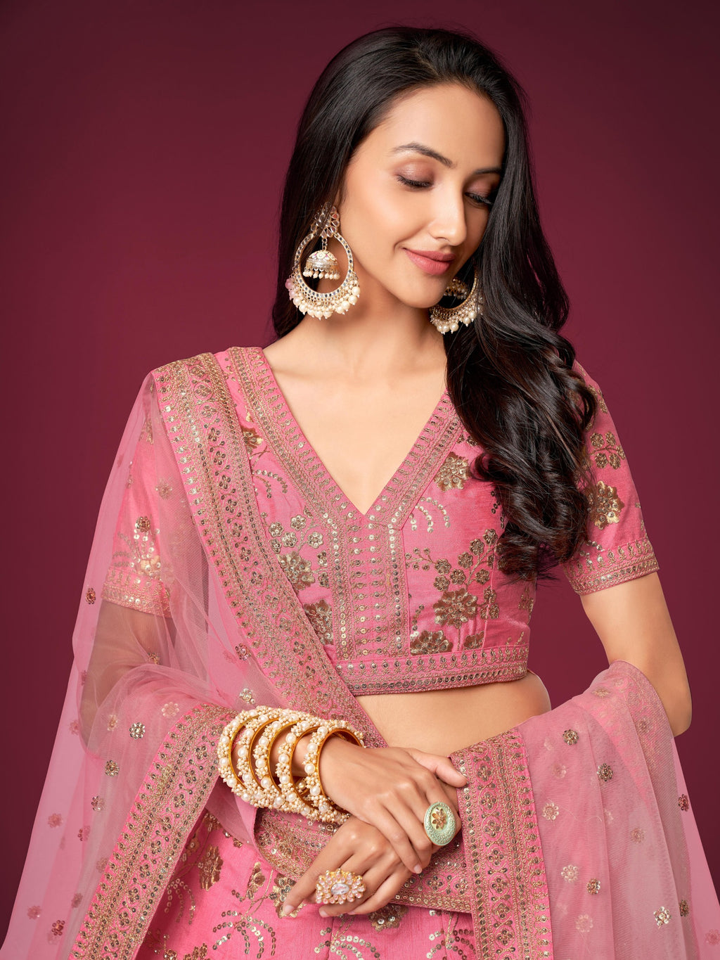 FRENCH ROSE PINK LEHENGA