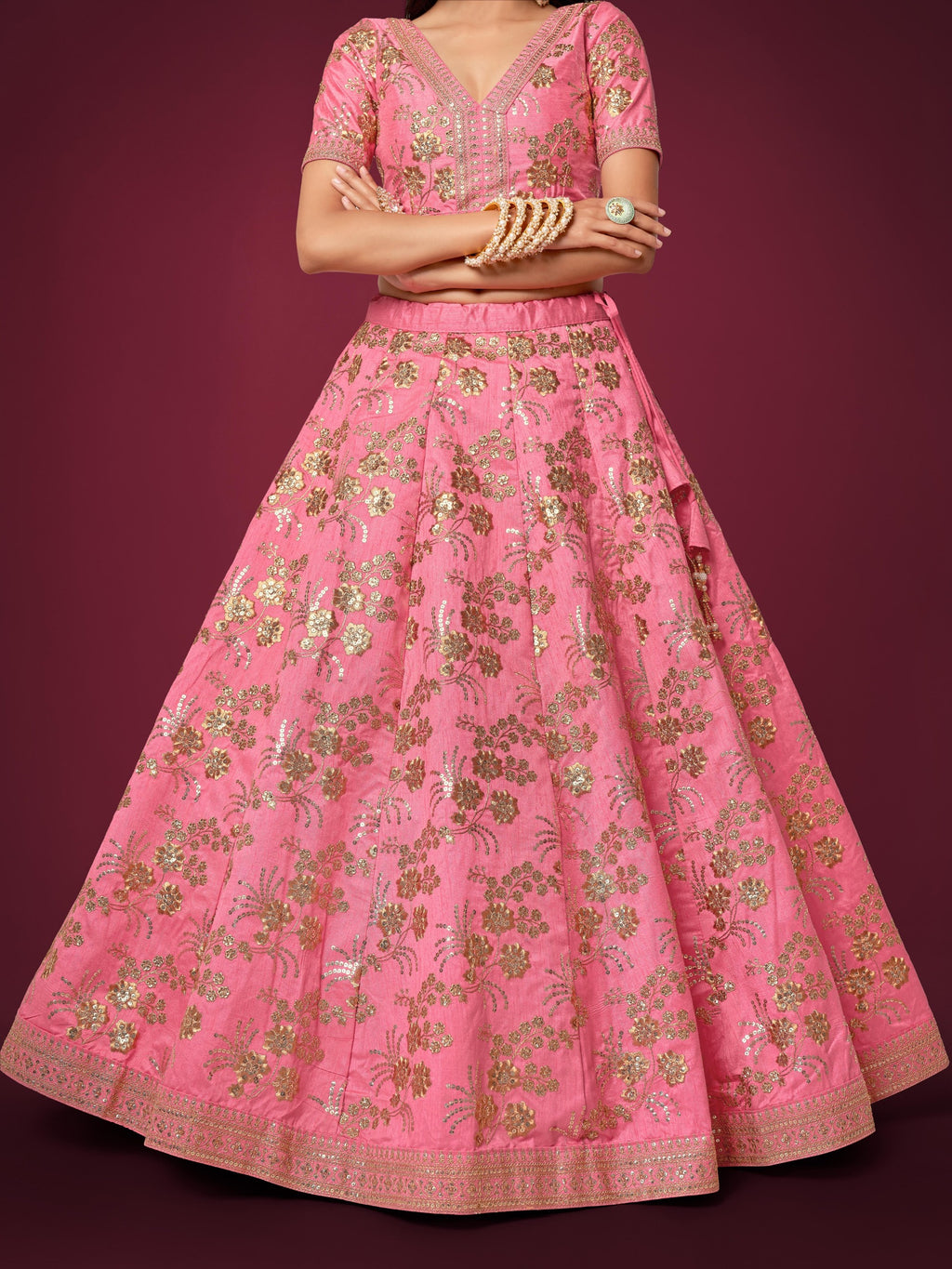 FRENCH ROSE PINK LEHENGA