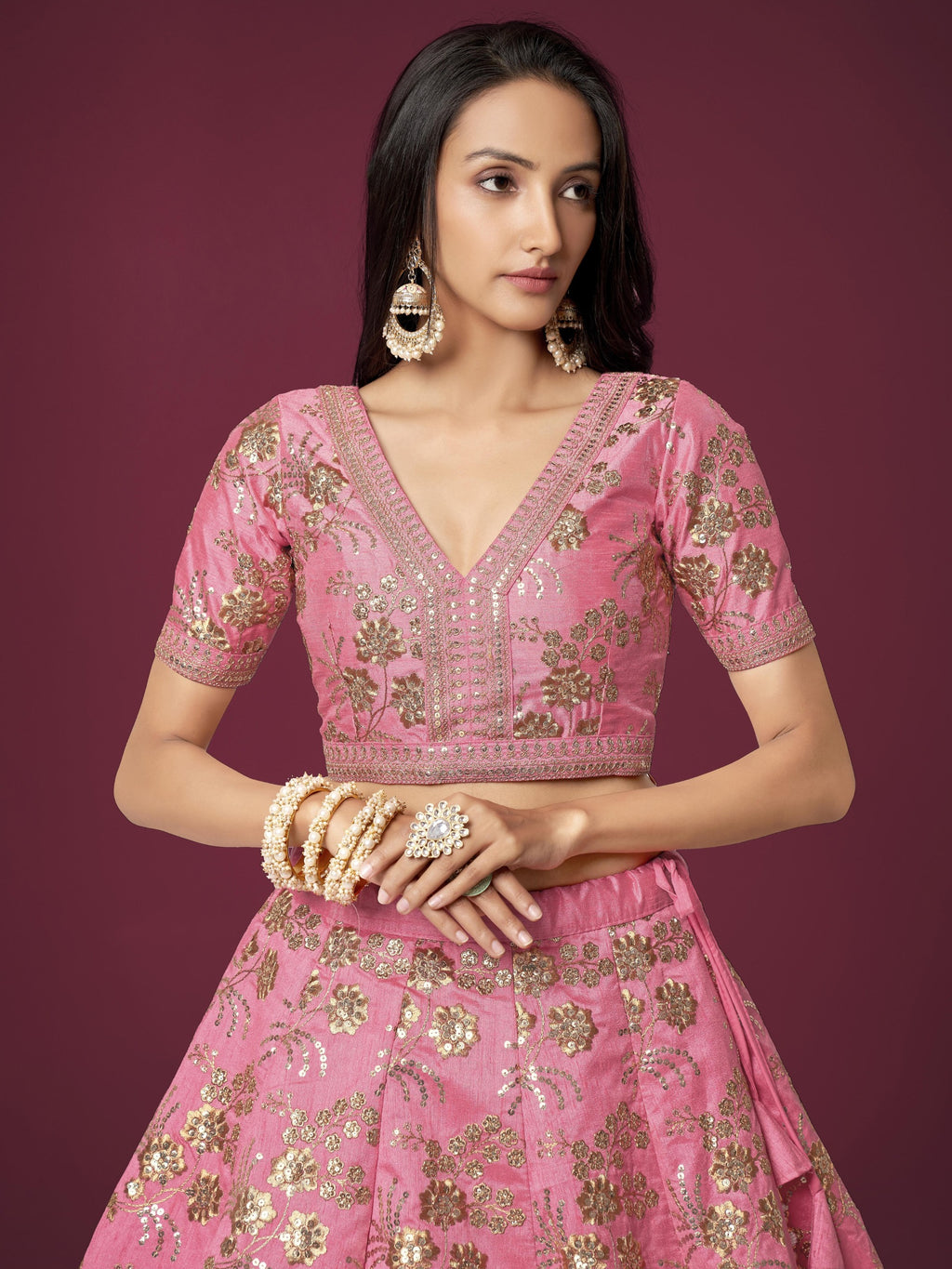 FRENCH ROSE PINK LEHENGA