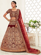 MAROON BRIDAL TRADITIONAL LEHENGA