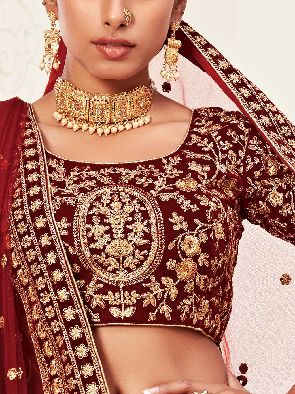 MAROON BRIDAL TRADITIONAL LEHENGA
