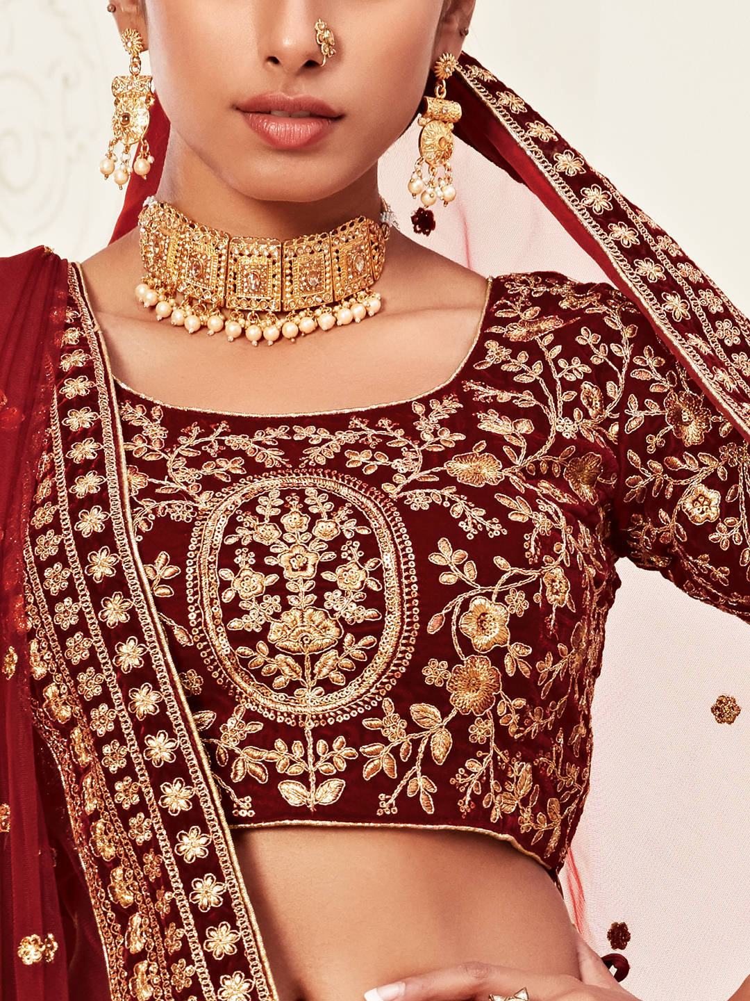 MAROON BRIDAL TRADITIONAL LEHENGA