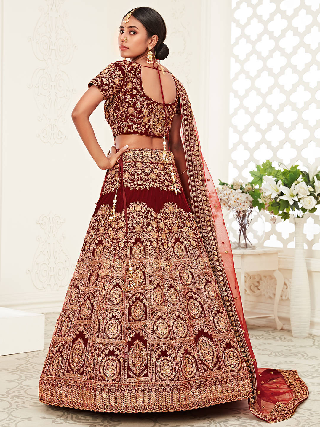 MAROON BRIDAL TRADITIONAL LEHENGA