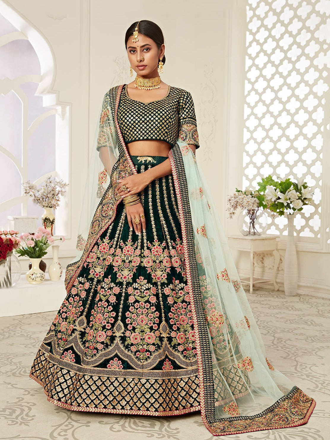 DARK GREEN BRIDAL LEHENGA