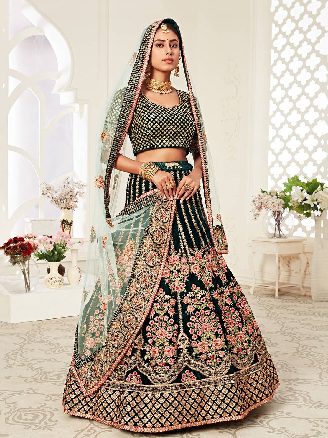 DARK GREEN BRIDAL LEHENGA