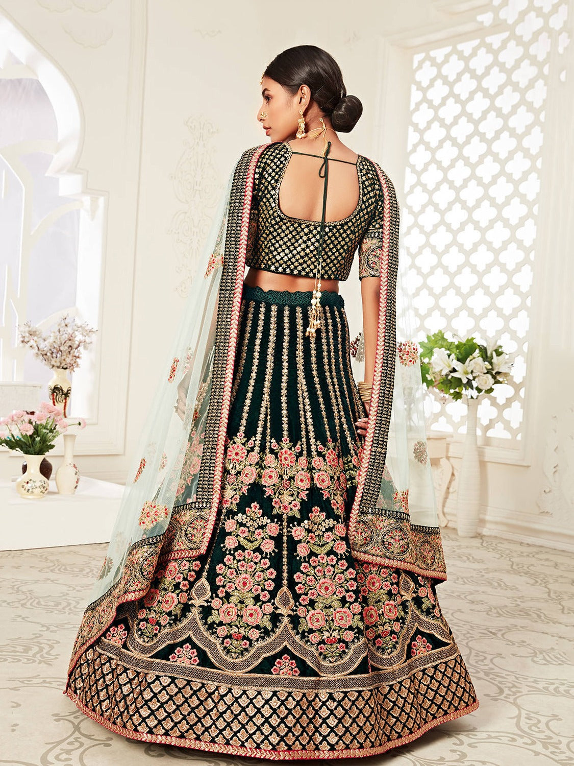 DARK GREEN BRIDAL LEHENGA