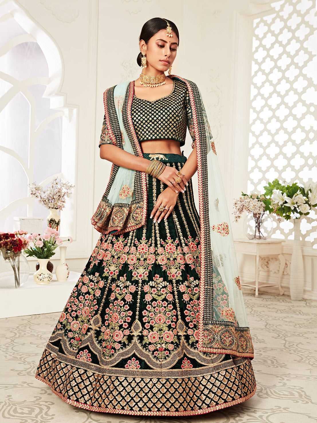 DARK GREEN BRIDAL LEHENGA