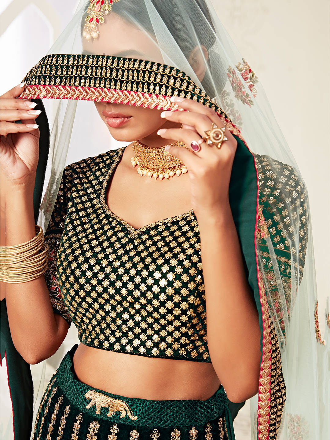 DARK GREEN BRIDAL LEHENGA