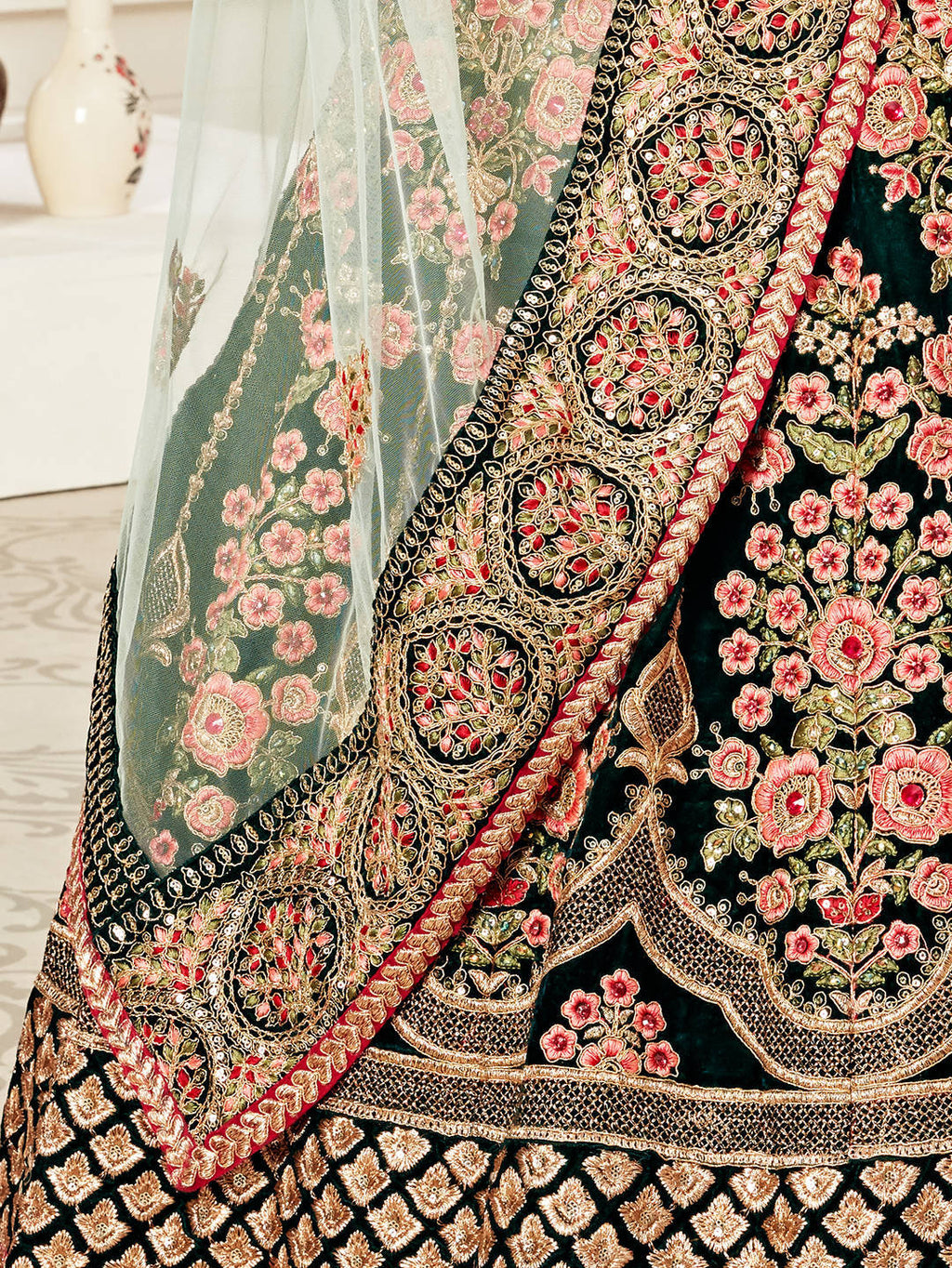 DARK GREEN BRIDAL LEHENGA