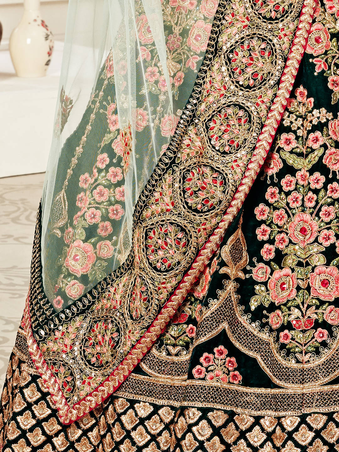 DARK GREEN BRIDAL LEHENGA