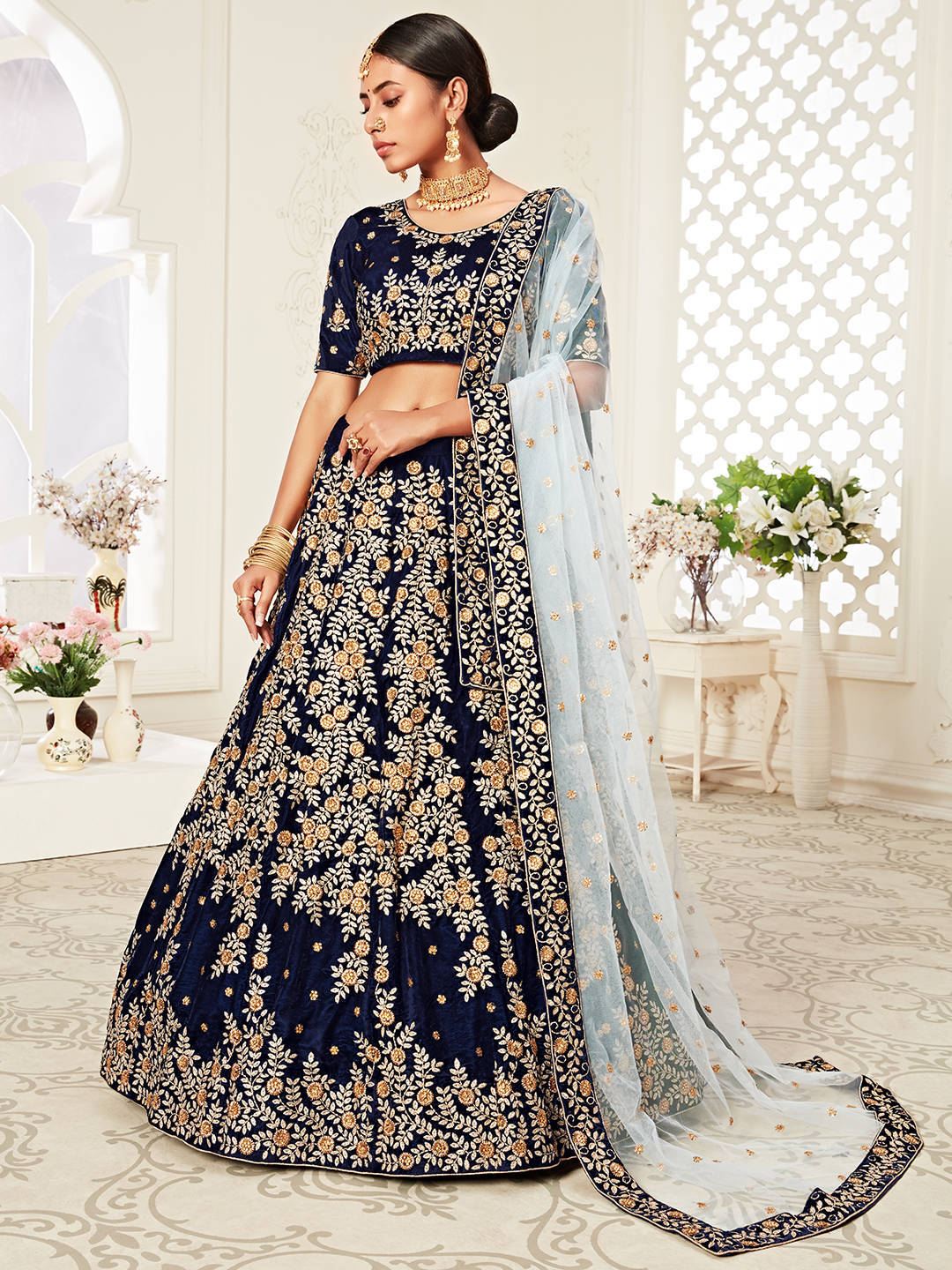 NAVY BLUE DESIGNER LEHENGA
