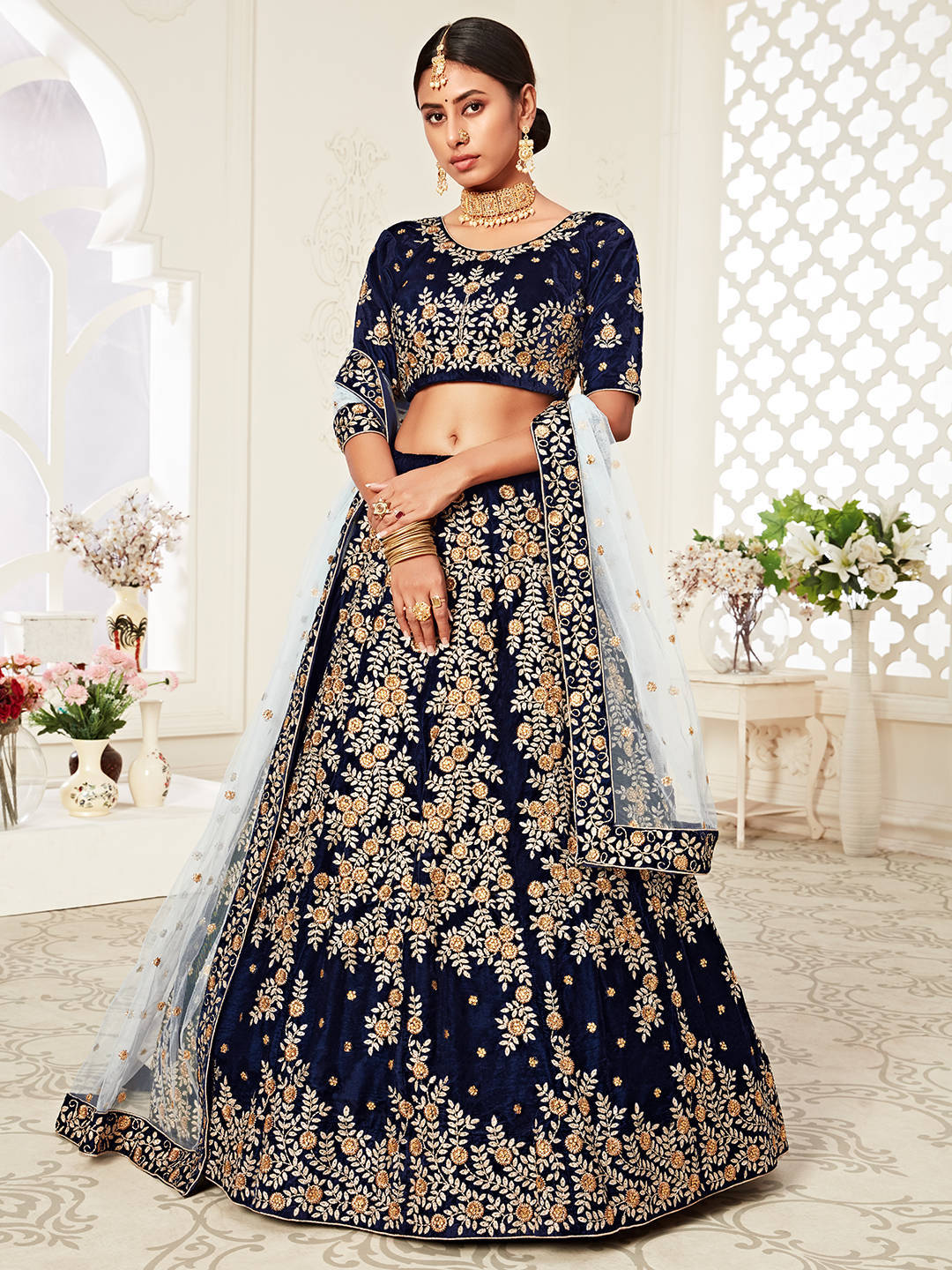 NAVY BLUE DESIGNER LEHENGA