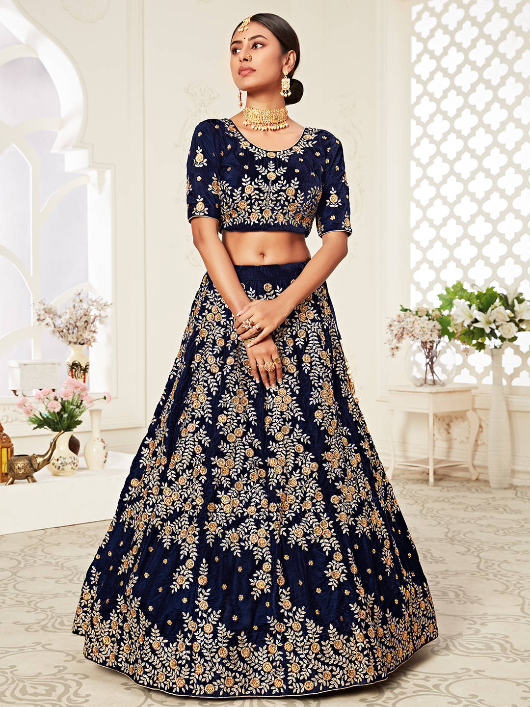 NAVY BLUE DESIGNER LEHENGA