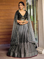 BLACK SEQUINS RECEPTION LEHENGA CHOLI