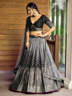 BLACK SEQUINS RECEPTION LEHENGA CHOLI