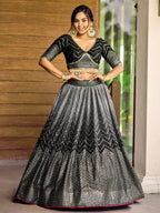BLACK SEQUINS RECEPTION LEHENGA CHOLI