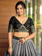 BLACK SEQUINS RECEPTION LEHENGA CHOLI