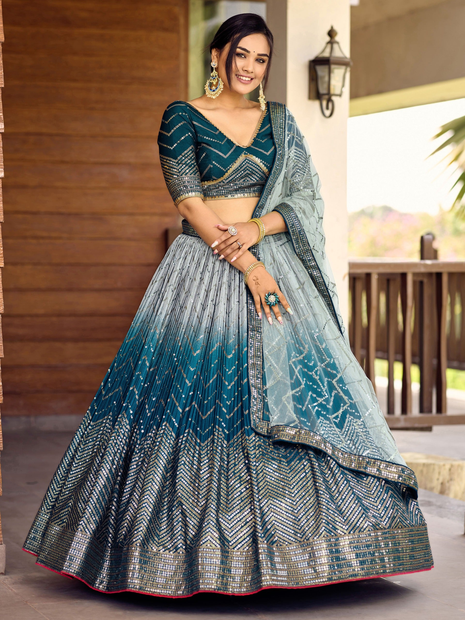 BLUE VELVET RECEPTION LEHENGA CHOLI