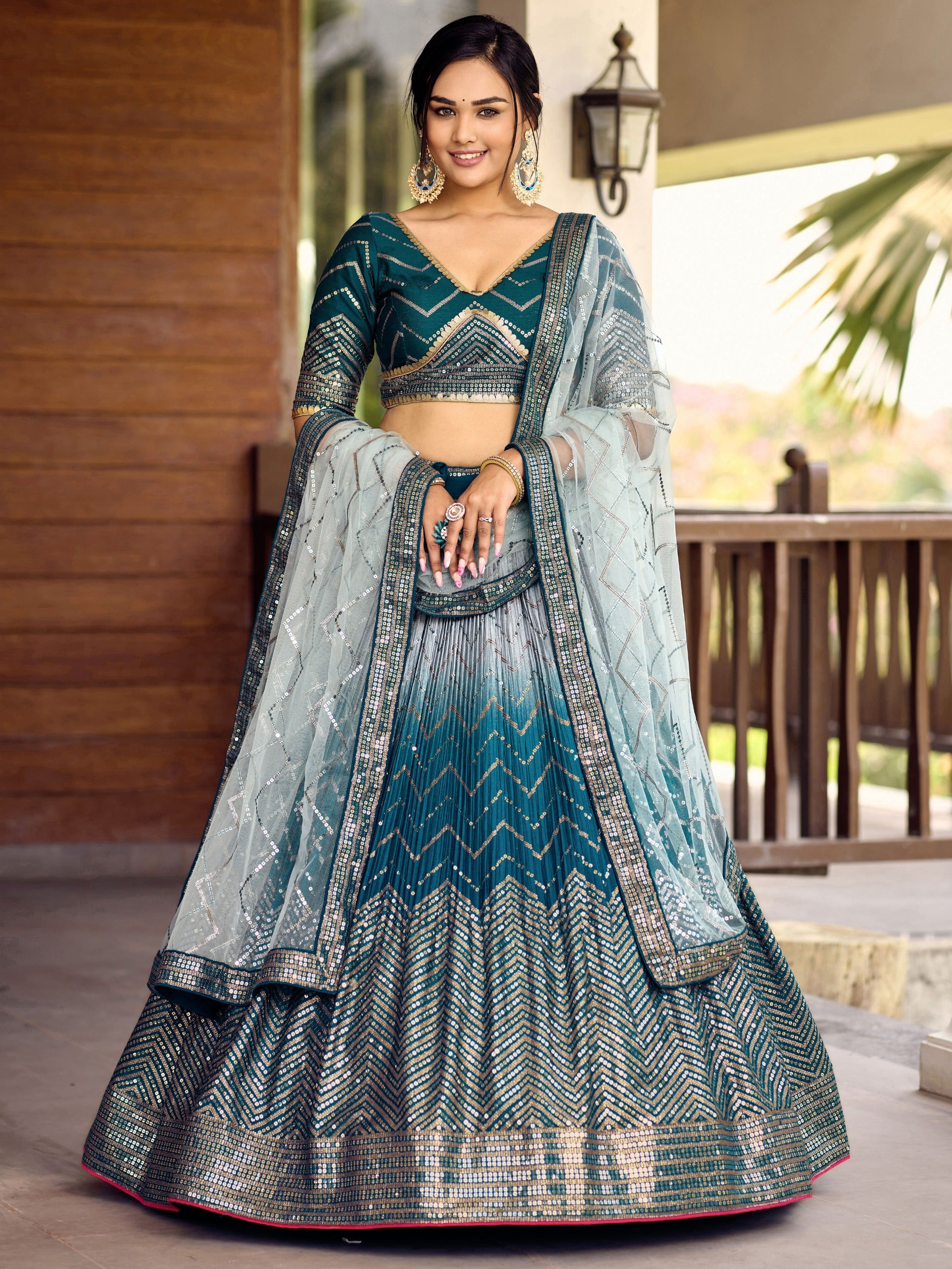 BLUE VELVET RECEPTION LEHENGA CHOLI