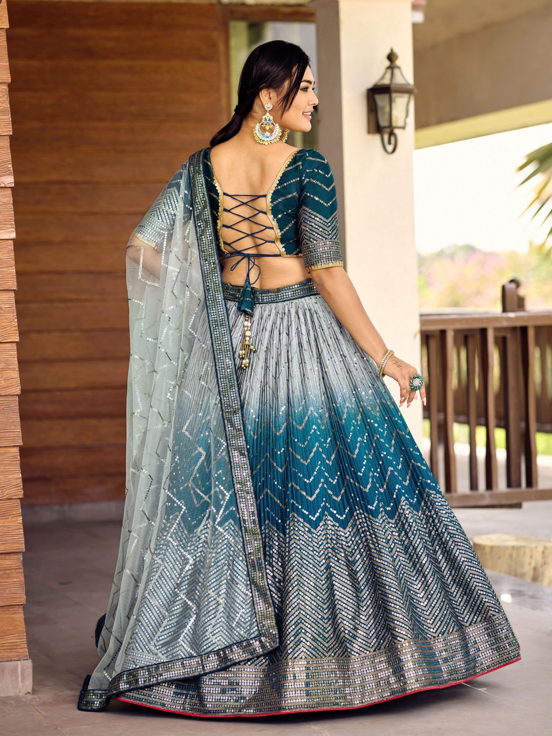 BLUE VELVET RECEPTION LEHENGA CHOLI
