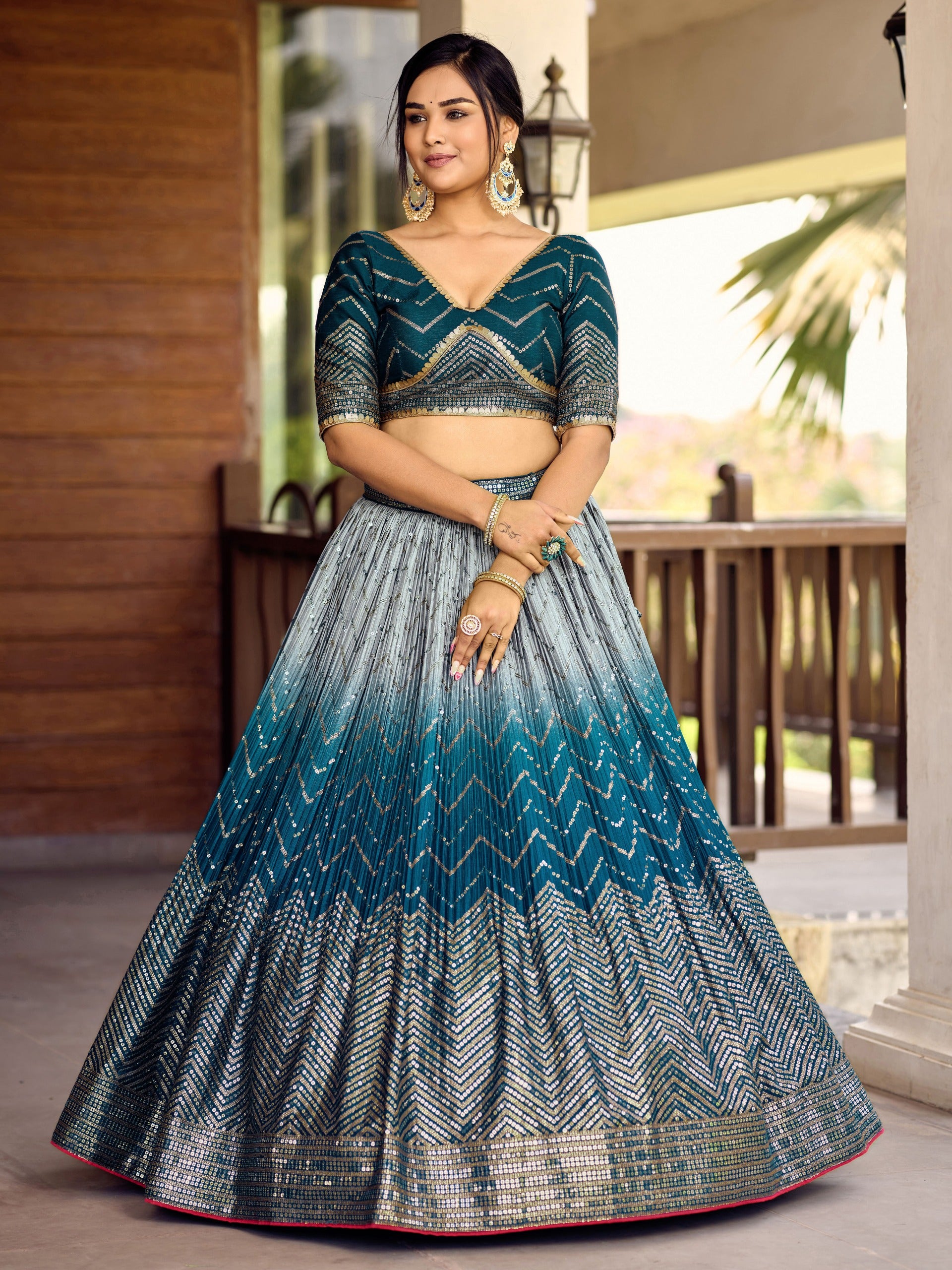 BLUE VELVET RECEPTION LEHENGA CHOLI