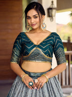 BLUE VELVET RECEPTION LEHENGA CHOLI