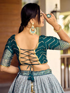 BLUE VELVET RECEPTION LEHENGA CHOLI