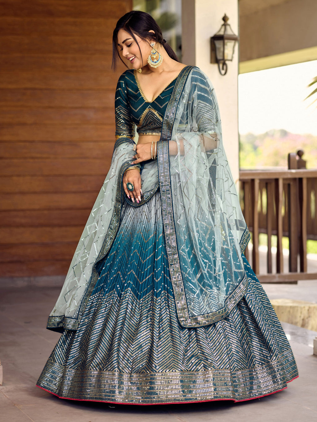 BLUE VELVET RECEPTION LEHENGA CHOLI