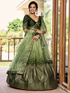 GREEN SILK RECEPTION LEHENGA CHOLI