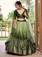 GREEN SILK RECEPTION LEHENGA CHOLI