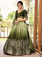 GREEN SILK RECEPTION LEHENGA CHOLI