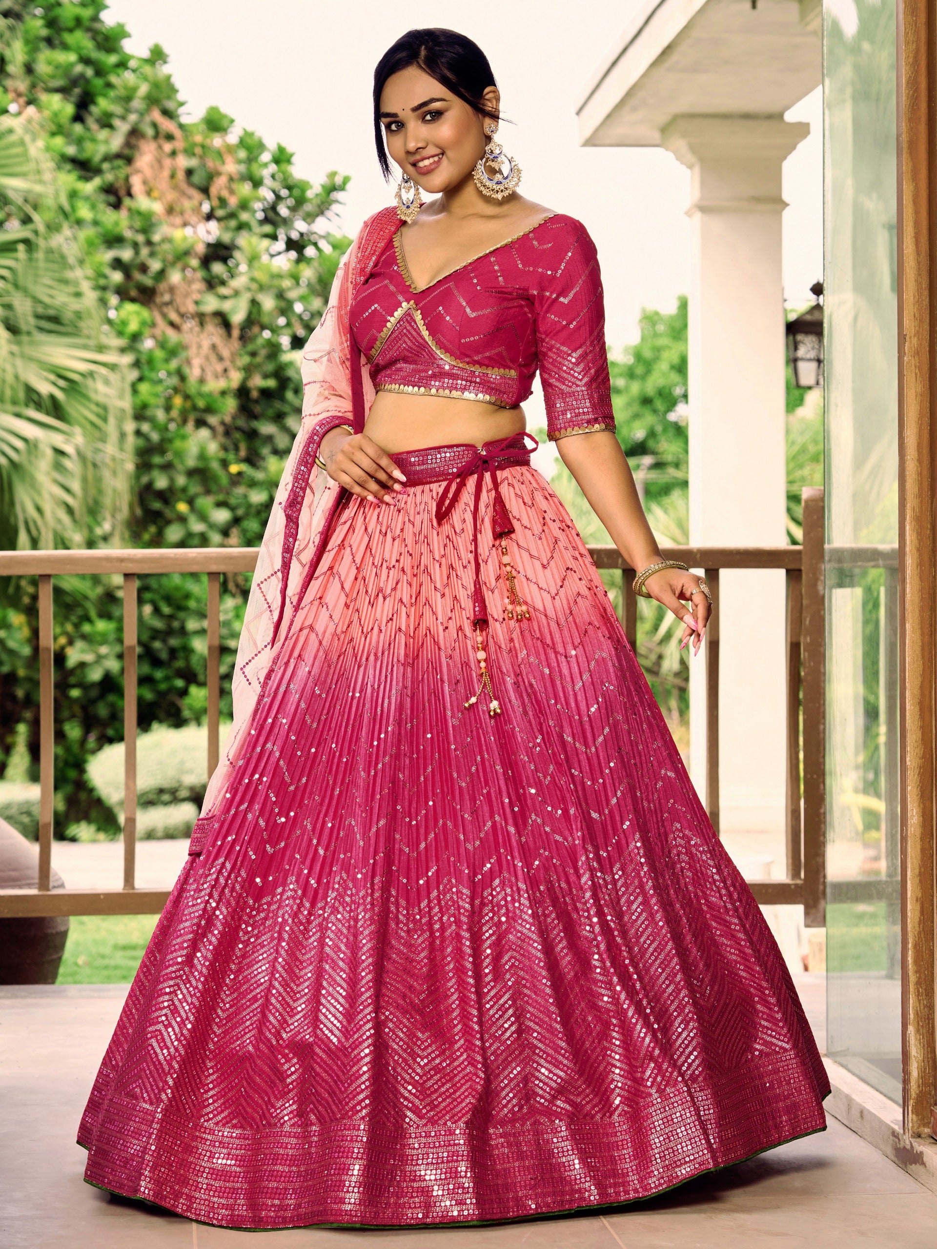 ROSE PINK SILK RECEPTION LEHENGA CHOLI