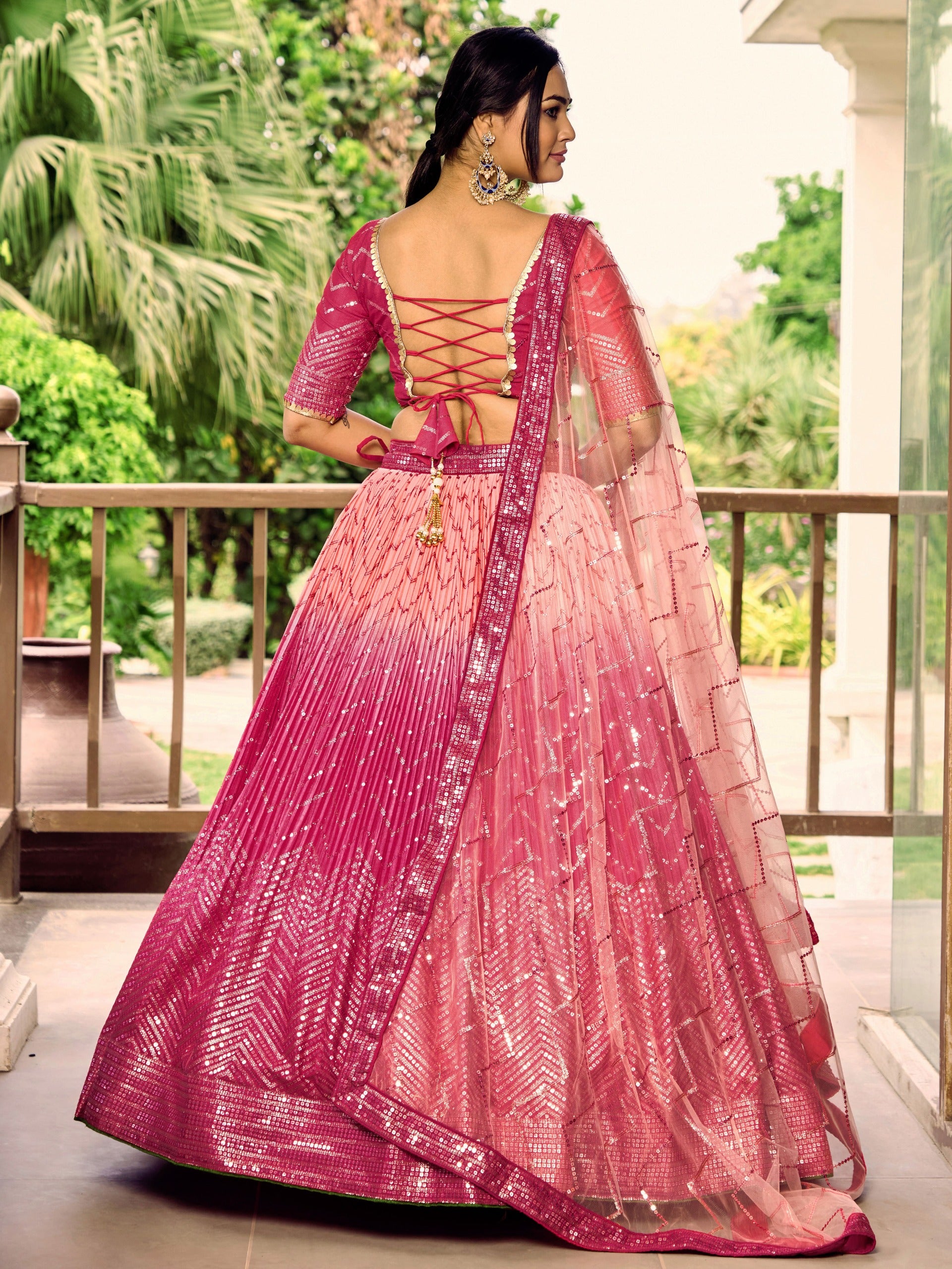 ROSE PINK SILK RECEPTION LEHENGA CHOLI