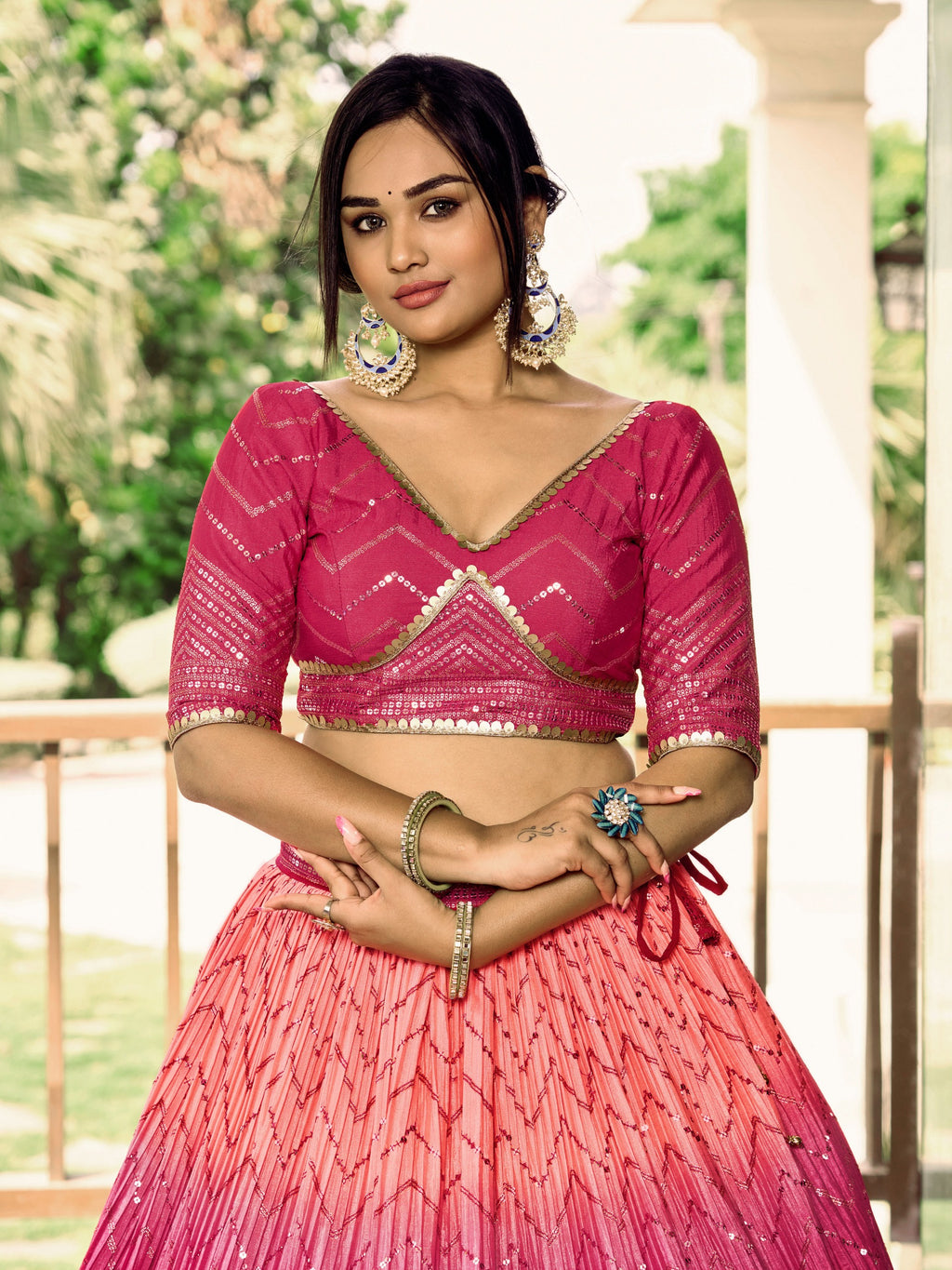 ROSE PINK SILK RECEPTION LEHENGA CHOLI