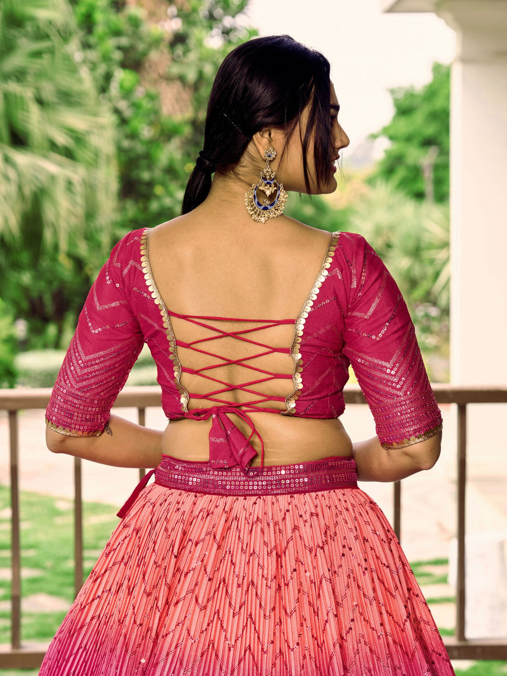 ROSE PINK SILK RECEPTION LEHENGA CHOLI
